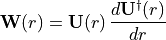 \mathbf{W}(r) = \mathbf{U}(r)\,\frac{d\mathbf{U}^\dagger(r)}{dr}