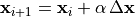{\bf x}_{i+1} = {\bf x}_i + \alpha\,\Delta{\bf x}