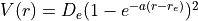 V(r) = D_e (1-e^{-a(r-r_e)})^2